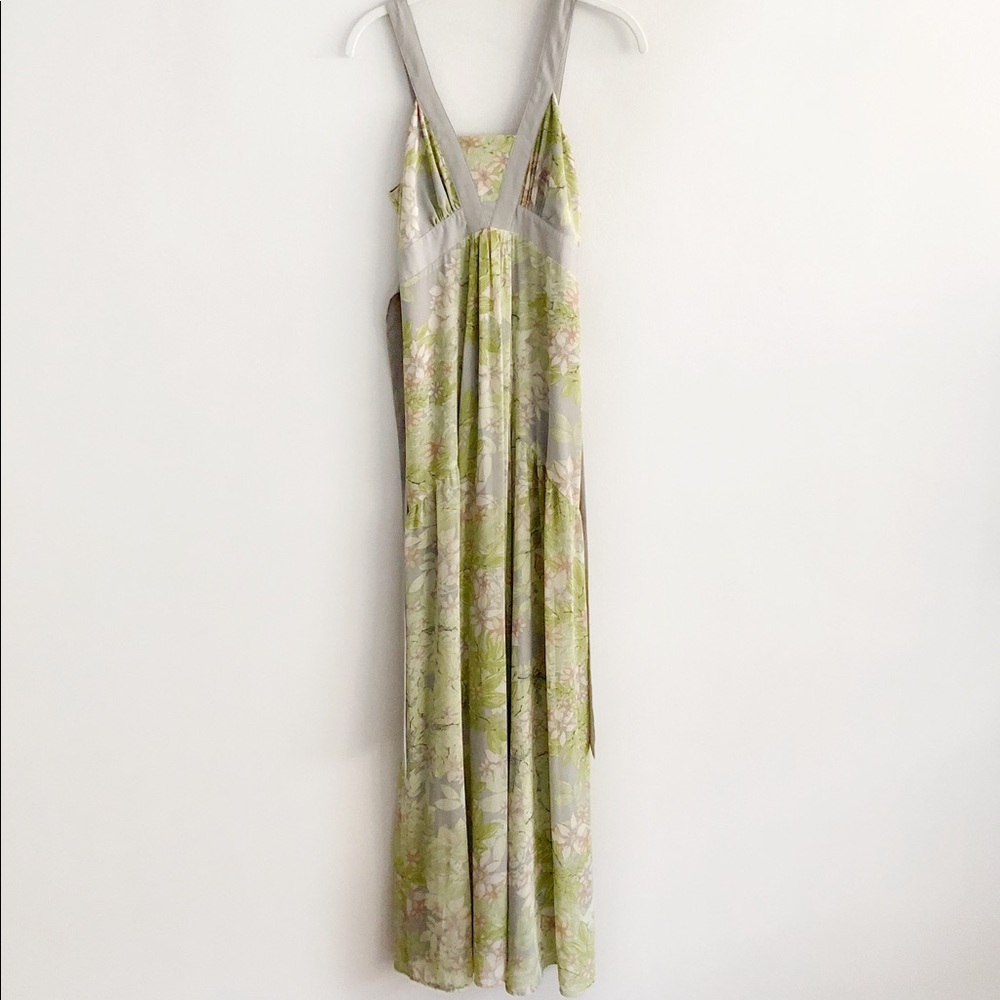 jessica simpson floral print chiffon empire waist maxi dress • size 2